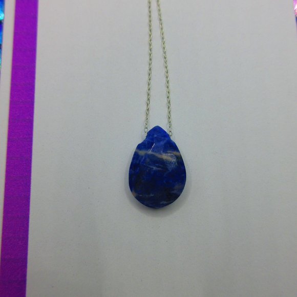 Sodalite Faceted Gemstone 18" Dainty Necklace - Picture 3 of 4
